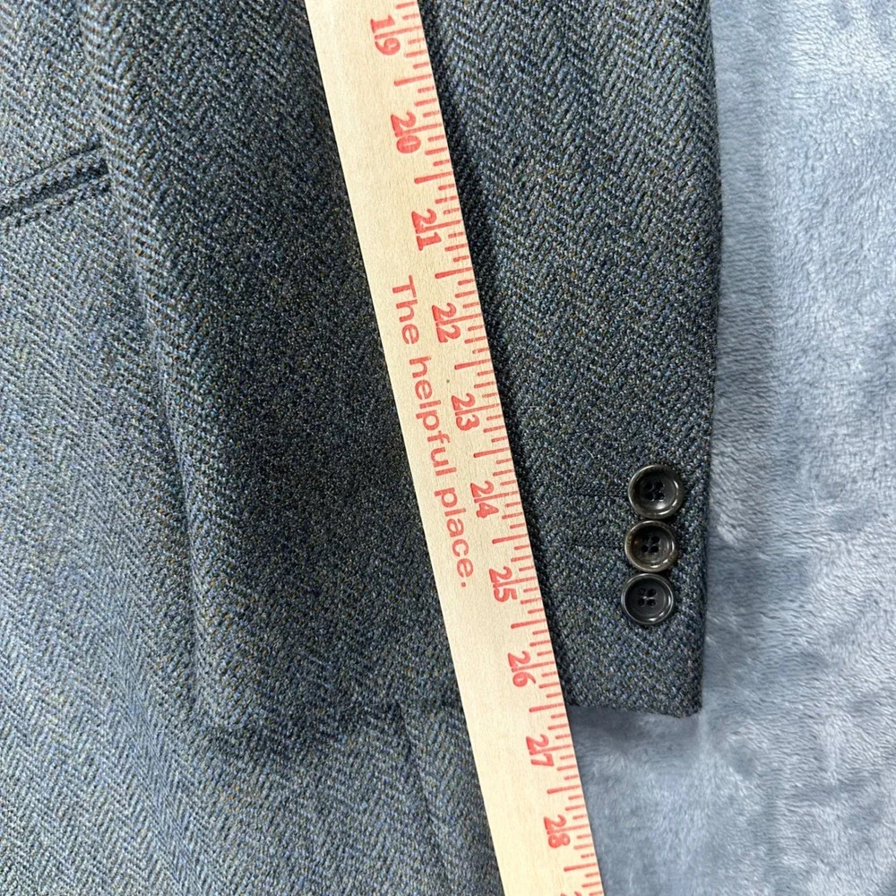 Canali Proposta Mens 52 L Grey Blue Wool Herringbone Blazer Sport Coat Italy